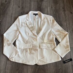 Glamour Women's White and Gold Blazer